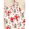 thumbnail image 5 of Suealasg Little Girls Overalls Romper Sleeveless Chicken Floral Print Jumpsuit 1T 2T 3T 4T Toddler Girls Summer Farm Flare Playsuit, 5 of 6