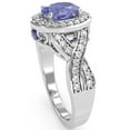thumbnail image 5 of Three Stone Tanzanite Diamond Peekaboo Halo Engagement Ring In 14k White Gold, 5 of 6