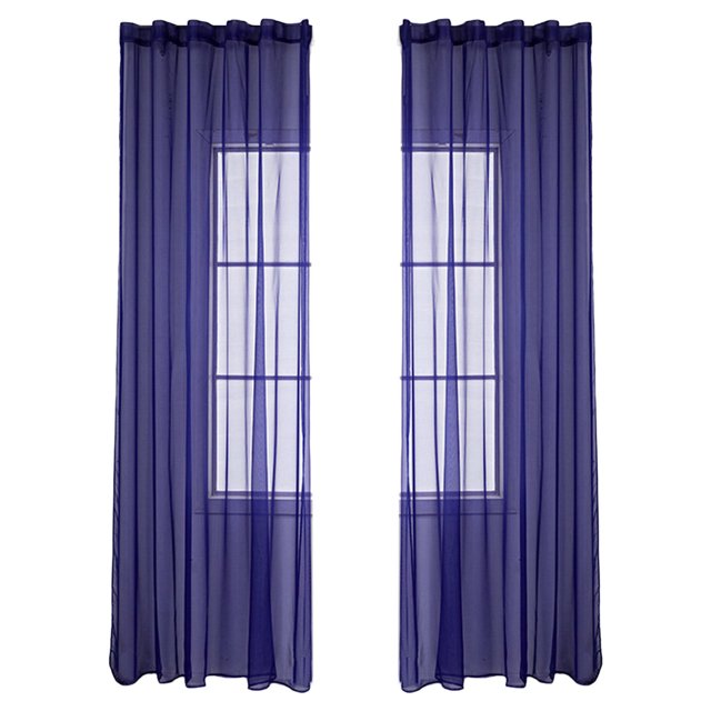 LCXmlly Blackout Curtain 2Pcs Fine Workmanship Window Gauze Easy to Install Wide Application Polyester Thin Window Decor1658