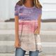 thumbnail image 1 of Fiudx Tops para Mujer Top de Cuello Redondo de Manga Corta Raglán Largo con Espalda Corta y Estampado Informal para Mujer, 1 of 5