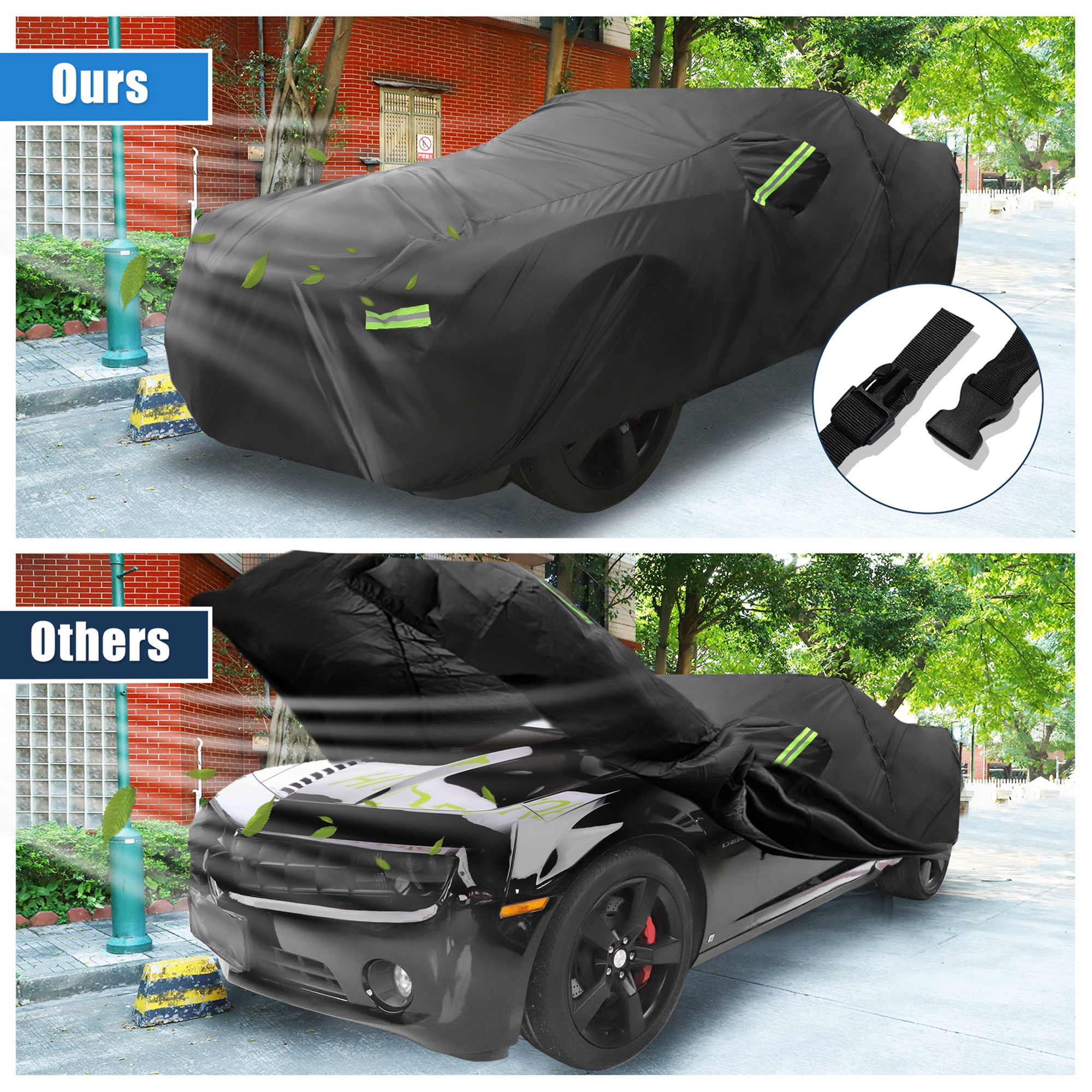 Unique Bargains 210Dpu Waterproof Car Cover Black ["for Chevy Camaro"]