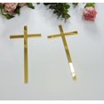 thumbnail image 1 of 12 abalorios de cruz para tartas, decoraci&oacute;n de confirmaci&oacute;n de bautizo de acr&iacute;lico delgado (6 pulgadas, espejo dorado), 1 of 9