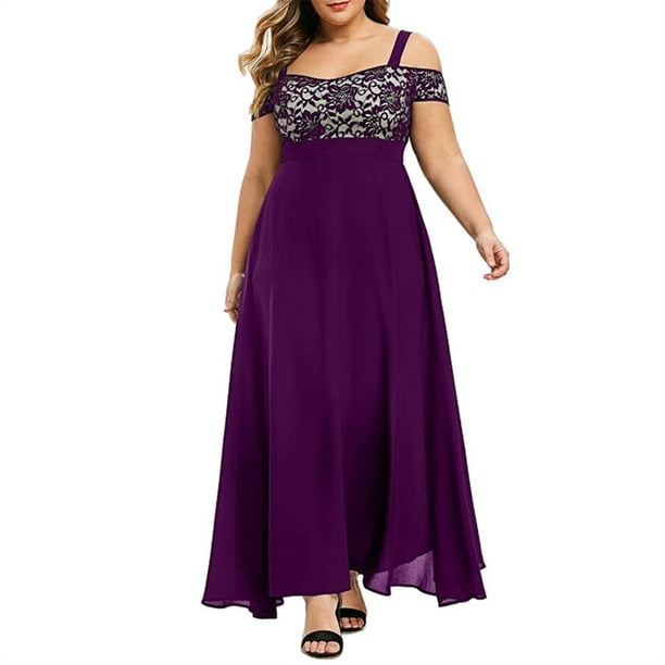 Jumpingount Vestido largo bohemio para mujer, vestido veraniego plisado elegante con estampado estético, ropa de moda para vacaciones en la playa y la noche Vestidos Púrpura 5XL Jumpingount AP011134-24
