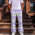 thumbnail image 2 of Mens Pants Wide Leg Horizontal Stripe Baggy Joggers Pockets | Relaxed Wide Leg, Soft Fabric, Striped Joggers for Men M, 2 of 8