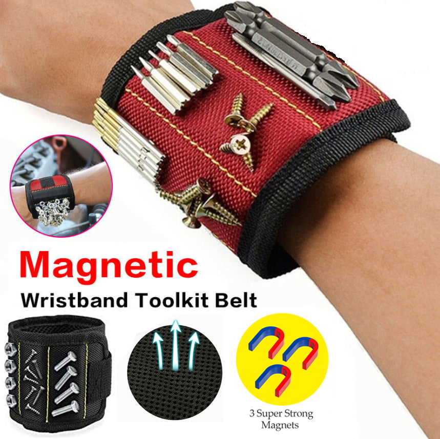 Magnetic Wristband Screws Tool Nails Belt Strong Holder Holding Bits Magnets Bag 