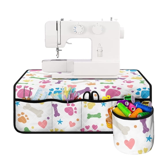 HELLHERO Sewing Machine Pad with 4 Pockets Premium Fabric Scratch-proof Lightweight, Dog Paw Bone