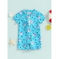 thumbnail image 3 of Sedceaty Toddler Boys Rash Guard One-Piece Swimsuit Rompers,0 -12 Months 1T 2T 3T Zipper Short Sleeve Shark Print Kids Bathing Suit Baby Swimwear, 3 of 10