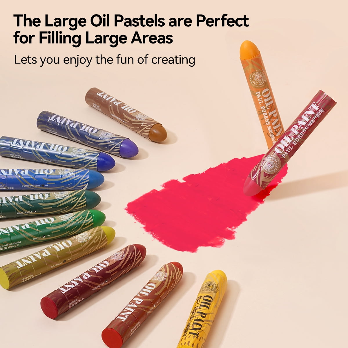 Paul Rubens HAIYA Oil Pastels, Creamy and Easy to Blend, 12 Vibrant Colors Extra Large Oil Pastels Set A for Artists, Students, Painting Drawing, Coloring