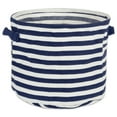 thumbnail image 3 of DII Round Modern Woven Cotton Small Stripe Laundry Bin in Blue (Set of 2), 3 of 4
