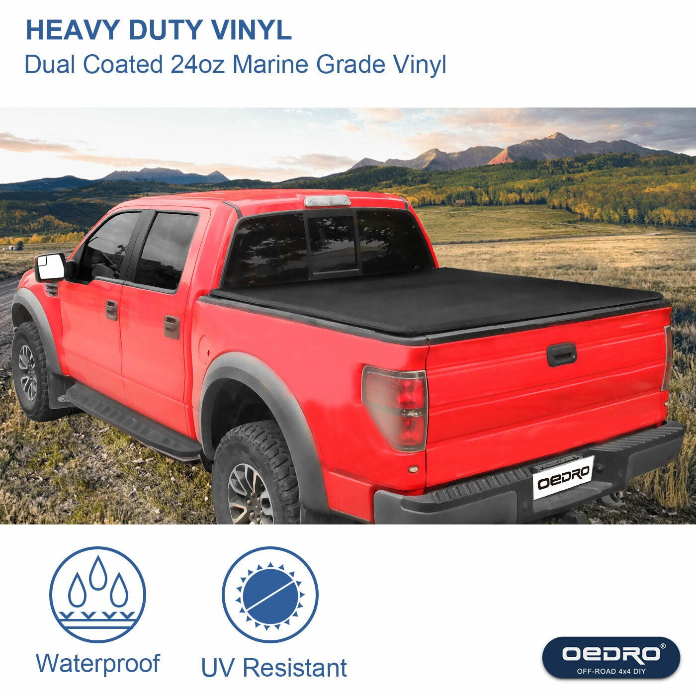 RVNI 8 Ft Soft Quad Fold Truck Bed Tonneau Cover for 2002-2023 Dodge Ram 1500 /Ram 2500 3500
