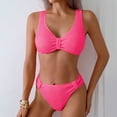 thumbnail image 2 of Women's Bikini Set for Women Two Piece Swimsuit Colorblock Trim High Waisted Bathing Suits for Women Scoop Neck Adjustable Spaghetti Straps Bikini Swimwear Gibobby(M,Red), 2 of 5