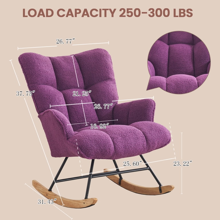 SAETSFEG Teddy Velvet Rocking Chair, Purple photo 7