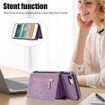 thumbnail image 4 of Crossbody RFID BLOCKING Wallet Case for iPhone 7/8/SE 2022 2020 with Card Holder, Zipper Pocket Kickstand Function Shockproof Purse Phone Cover with Removable Shoulder Strap & Wrist Strap, Purple, 4 of 8