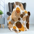 thumbnail image 4 of Earth Tones Soft Flannel Fleece Throw Blanket, Abstract Pastel Pattern with Overlapping Chaotic Spots and Ring Shapes, Cozy Plush for Indoor and Outdoor Use, 70" x 90", Orange Brown Tan, by Ambesonne, 4 of 5
