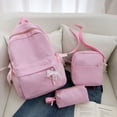 thumbnail image 5 of Zecgelong Striped Backpack 3 Piece Set Large Capacity College Style School Daypack Pink, 5 of 7