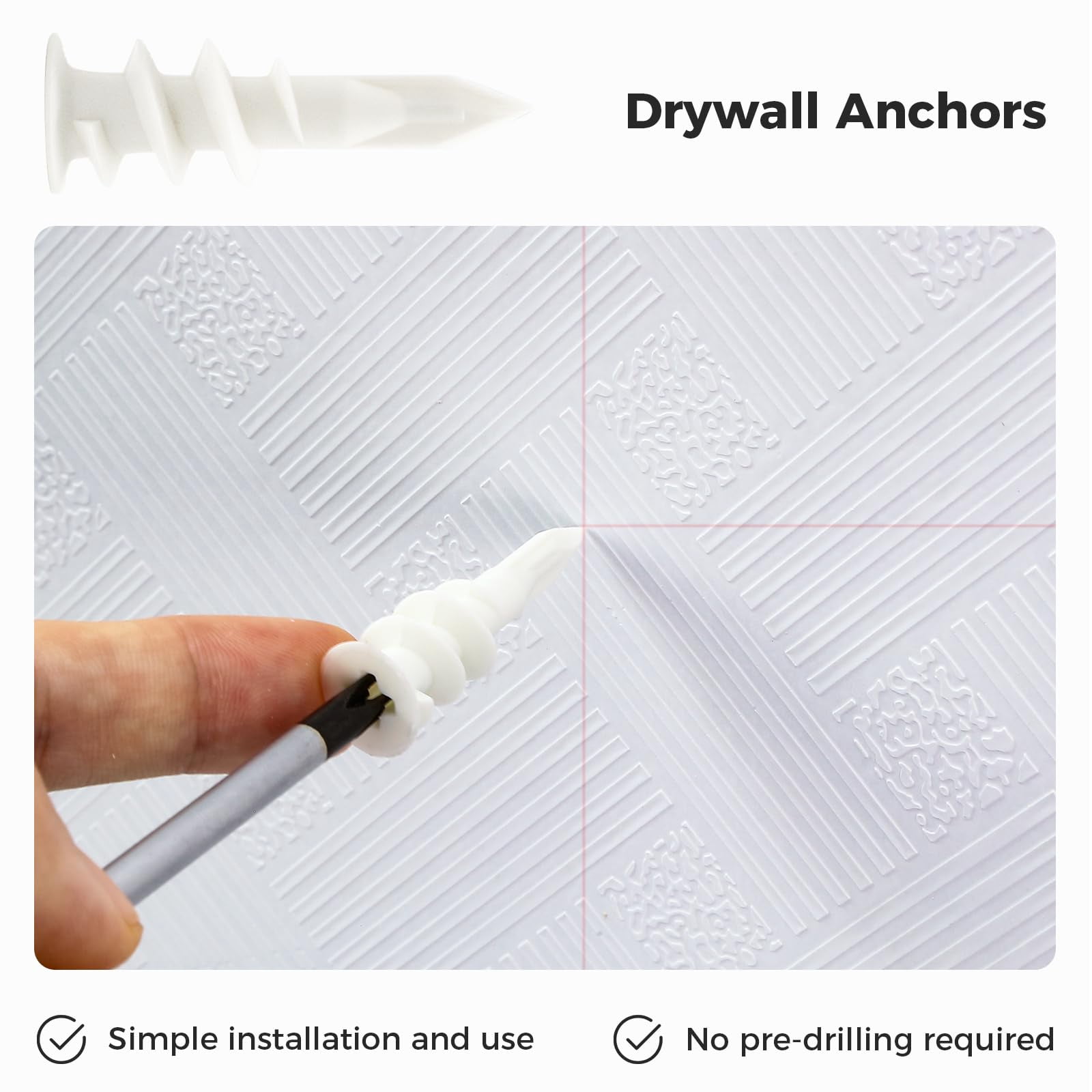 8# 70PCs Self Drilling Drywall Anchors Kit - 75LBs Heavy Duty Plastic Drywall Hangers with 35 Self-Tapping Screws - Mounting Hardware for Sheetrock Anchors