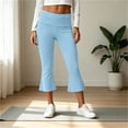 thumbnail image 6 of MLCDZ Women's Flare Capri Leggings with Pockets Tummy Control Elastic High Waisted Bootcut Yoga Pants Workout Sports Lounge Capris, 6 of 9