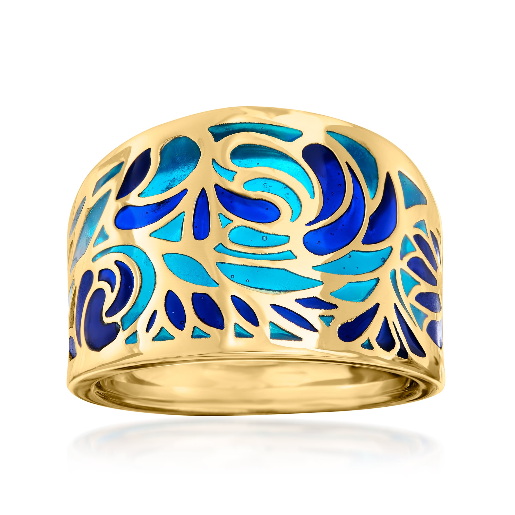 Ross-Simons Italian Blue Enamel Ring in 14kt Yellow Gold for Female ...