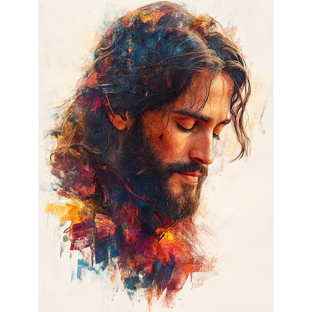 Qisvanset 12x16 Inch Jesus Embrace Watercolor Canvas Wall Art, Warm Religious Portrait Faith Home Decor