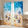 thumbnail image 2 of Erosebridal Ocean Animal Turtle Blackout Curtains Set of 2 (52x84 Each),Sea Beach Nautical Coastal Kawaii Starfish Window Curtains For Girls Kids, 2 of 7