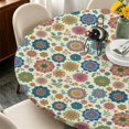 thumbnail image 4 of Pioneer Flower Floral Print Pattern Round Fitted Tablecloth with Elastic Edge, Waterproof Dining Table Cover for Indoor Outdoor Camping and Daily Use, 4 of 6