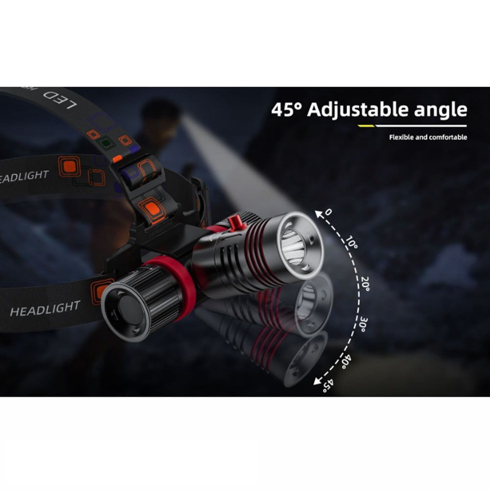 Scuba Diving Headlamp IPX8 Waterproof LED Light 2000mAh Type-C Rechargeable Underwater Flashlight 4 Modes