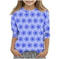 thumbnail image 2 of Delliss Girls Flower Print Crew Neck Blouse Classic Comfy Top, 2 of 5