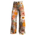 thumbnail image 4 of Jxximdong Pants for Women Women's Vintage Flower Print Casual Wide Leg Pants Orange XXXXXL Trousers, 4 of 4