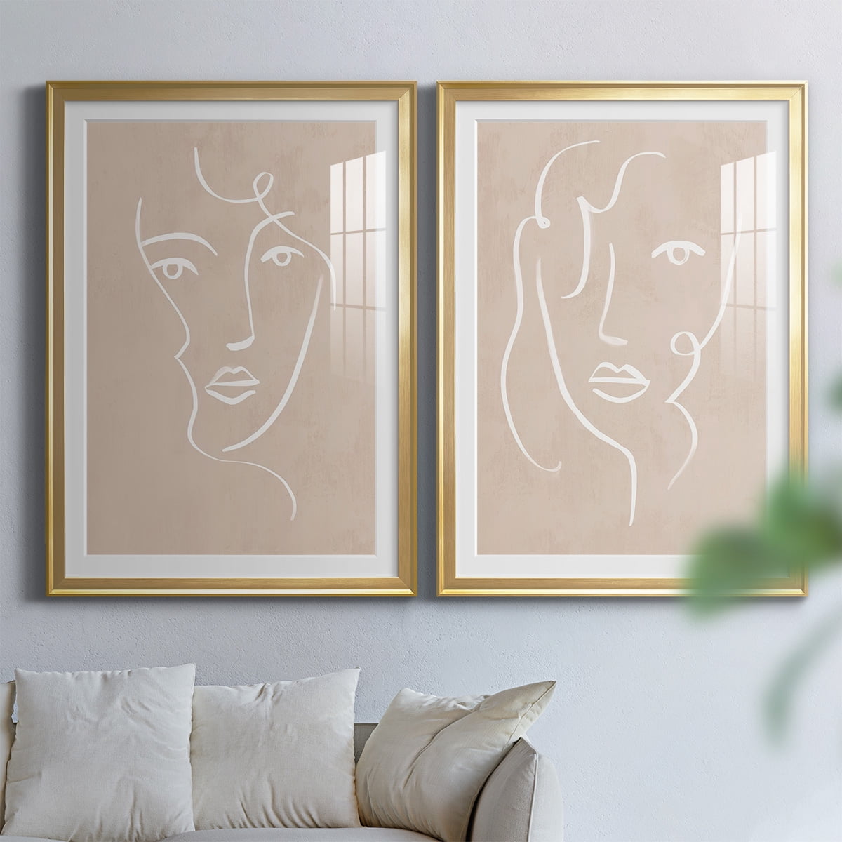 Wexford Home Curly Face I Premium Framed Print, 30.5" x 42.5" - Ready to Hang, Gold (Set of 2)