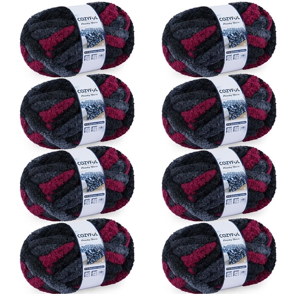 Hilo grueso Cozyful #10 Jumbo Chenille, 8 madejas, 23 m