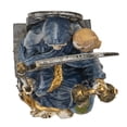 thumbnail image 5 of Seated Blue Santa Muerte With Scythe Scales of Justice And Wise Owl Figurine 9"H, 5 of 9