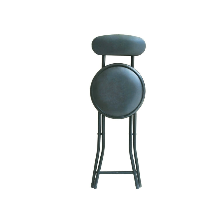 Storage Solutions Cushioned Vinyl Black Folding Stool with Back Rest Walmart