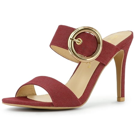 

Unique Bargains Women s Buckle Stiletto Heels Slide Sandals