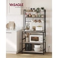 thumbnail image 1 of VASAGLE Bakers Rack with Power Outlet, Microwave Stand, Kitchen Tall Utility Storage Shelf, with Metal Wire Panel, 14 Hooks, 40 x 80 x 170 cm, Greige and Black, 1 of 9