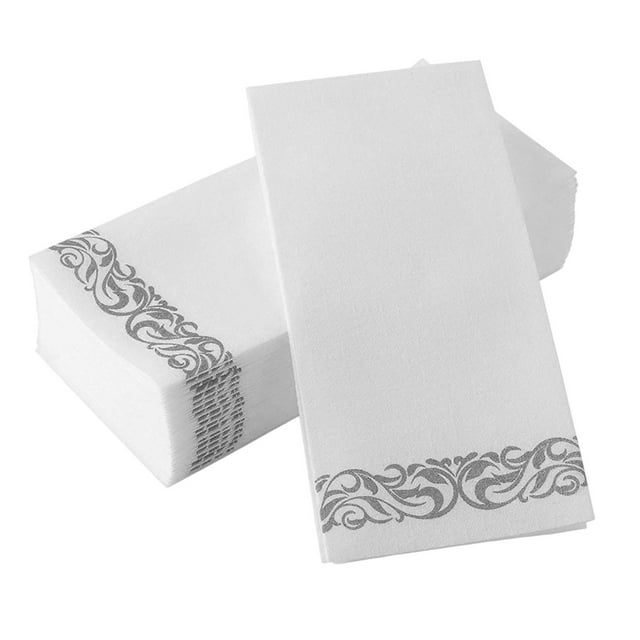 50 toallas de mano desechables, servilletas suaves absorbentes duraderas para primera , para , cocina, de cumpleaños Plata perfecl Papel Desechable