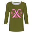thumbnail image 4 of ZZwxWA Essentiels Universitaires Mode Décontractée pour Femmes T-shirt à Manches 3/4 Col Rond Imprimé Color Block, 4 of 4