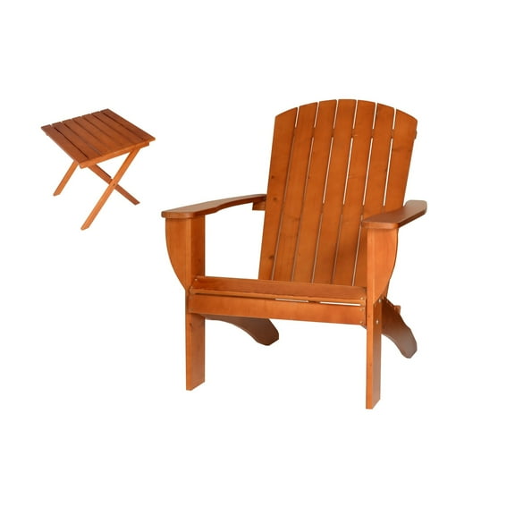 RSI  RSI-AC-RW-T  Riverstone Solid Cedar Adirondack Extra Wide Chair with build in bottle opener &  matching folding table   - Redwood
