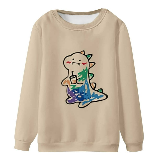 Hoodies for Men, Anime Hoodies, Cute Cartoon Dinosaur 3D Print Crewneck Sweatshirt  Sweater Casual Long Sleeve Top 