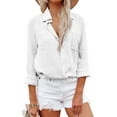 thumbnail image 2 of Jzuxvd Womens Button Down Shirts Gauze Cotton Dress Shirt Long Sleeve Oversized Solid Tunic Tops with Pockets White 5XL, 2 of 6