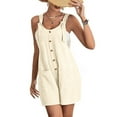 thumbnail image 4 of Wesltd Women Short Jumpsuit With Pockets Summer Casual Sleeveless Half Shorts, 4 of 7