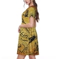thumbnail image 2 of Easygdp Coffee Vintage para Vestido Transpirable de Mujer, Vestido Suelto de Manga Corta con Pliegues y Bolsillos para el Verano, 2 of 6