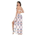 thumbnail image 3 of FORMRS Womens Long Sarong Beach Wrap Semi-Sheer Bikini Skirt Bathing Swimsuit Cover Up, Blue Abstract Pattern, 3 of 7