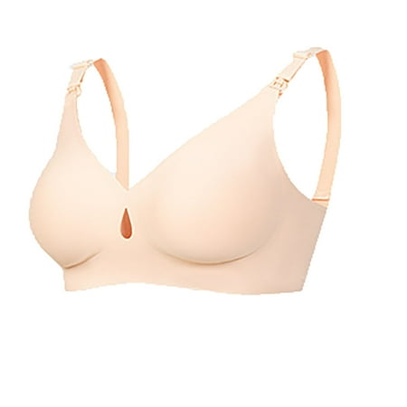 BangWanChi Wireless Bras for Women Support and Lift Pregnant Women s Nursing Bra Large Size Swelling Postpartum Nursing Bra Thin Without Steel Ring Nursing Bra Beige L