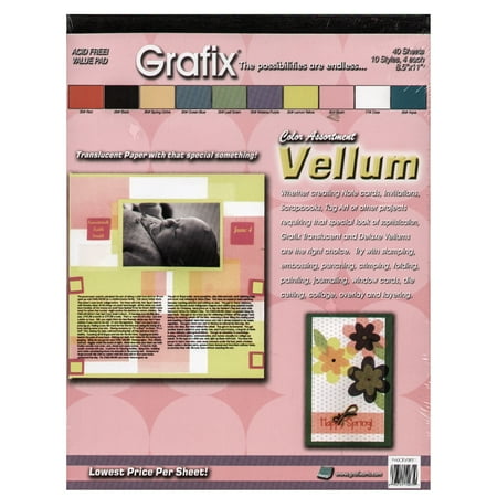 Grafix Translucent Vellum, 8 1/2" x 11", Assorted, Pack Of 40 Sheets