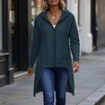 thumbnail image 6 of Sokhug Womens Hooded Long Length Sweatshirt Coat Full Zip Loose Fit Slit Dual Side Pockets Soft Breathable Casual Outerwear Jacket, 6 of 8