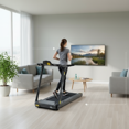 thumbnail image 1 of Folding Electric Treadmill 3.5HP Black Medium Running Machine 330lb Capacity, 1 of 9
