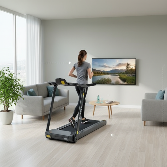 Folding Electric Treadmill 3.5HP Black Medium Running Machine 330lb Capacity