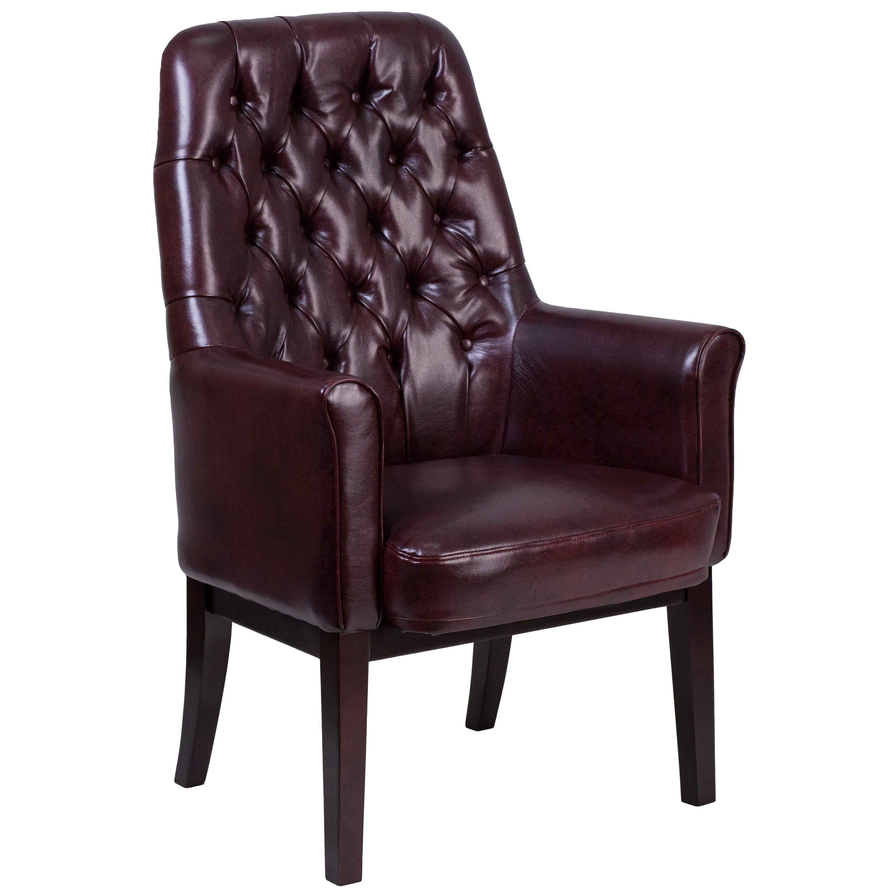 A Line Furniture Burgundy Leather Buttontufted Office Armchair