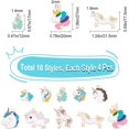 thumbnail image 3 of 40Pcs 10 Styles Unicorn Charms Alloy Enamel Pendants Assorted Gold Plated Unicorn Charm Accessory for DIY Jewelry Making, 3 of 7