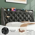 thumbnail image 3 of Senfot Full Size Bed Frame with Wingback Headboard, 4-Drawer Velvet Upholstered Platform Bed frame with Charging Station, No Box Spring Needed, Button Tufted Storage Bed, Gray, 3 of 9